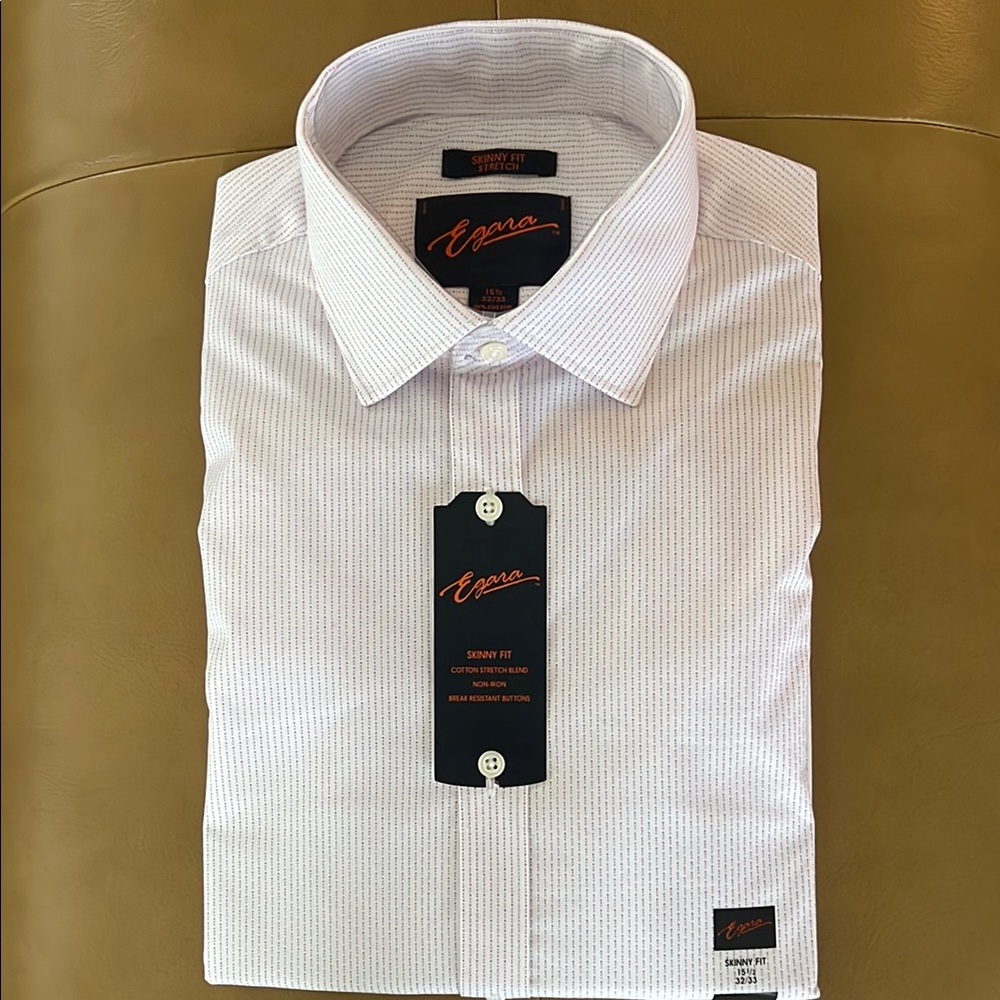 Ezra White Dress Shirt Classic Collar Textured Fabric
